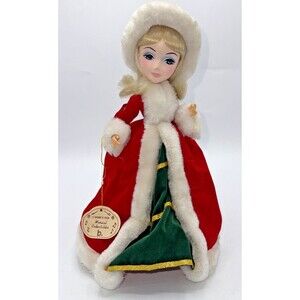 Vintage Brinn's Christmas Doll Music Box - Plays White Christmas & Rotates Works